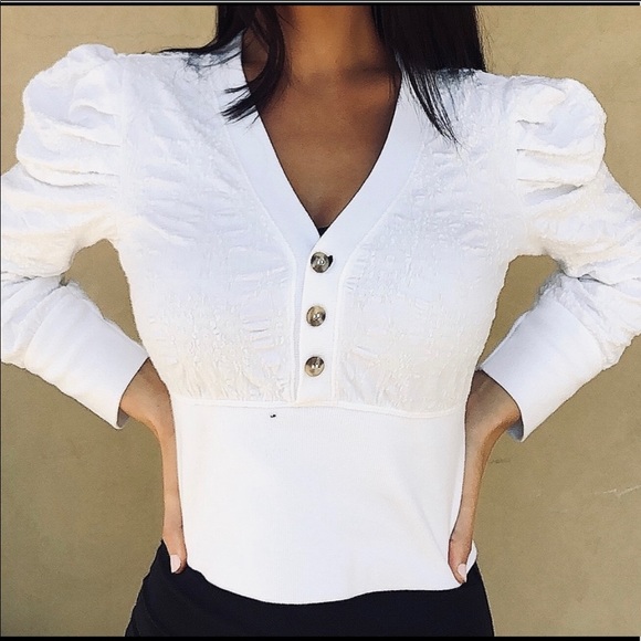 Free People Tops - FREE People Gemma Puff 3/4 Sleeve Henley Top -Sz S